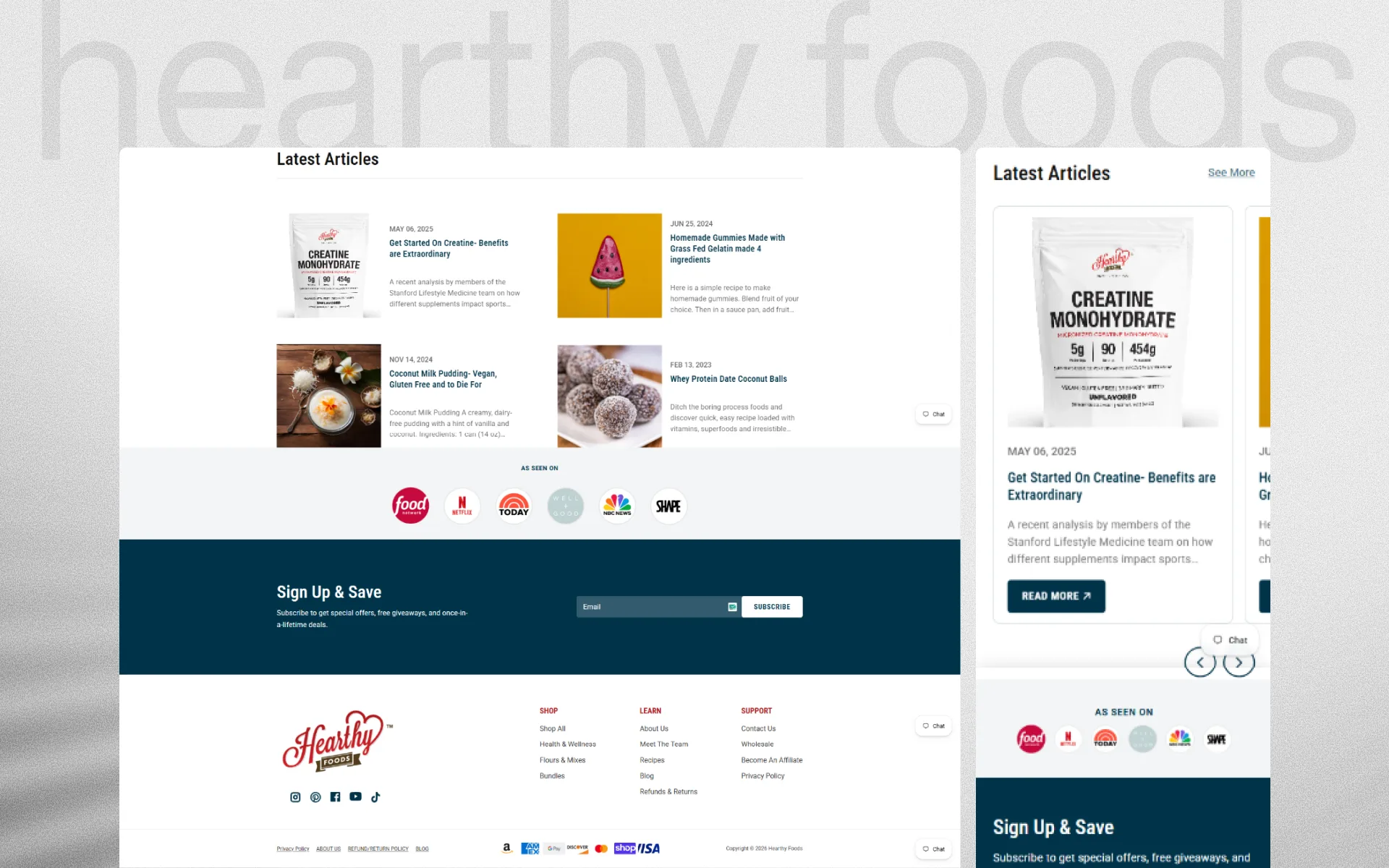 Hearthy Foods ecommerce experience detail 2