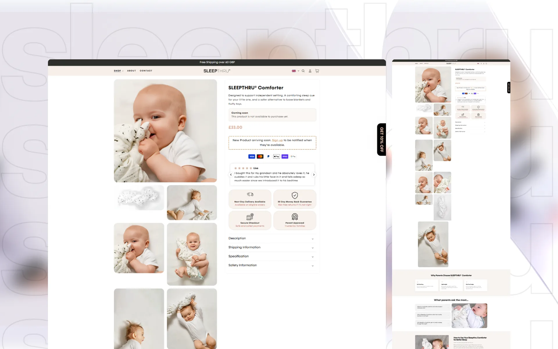 SleepThru ecommerce experience detail 1