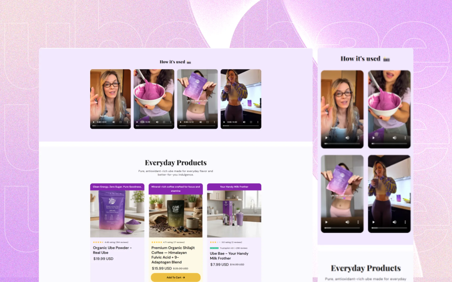 Ube Bae ecommerce experience detail 1